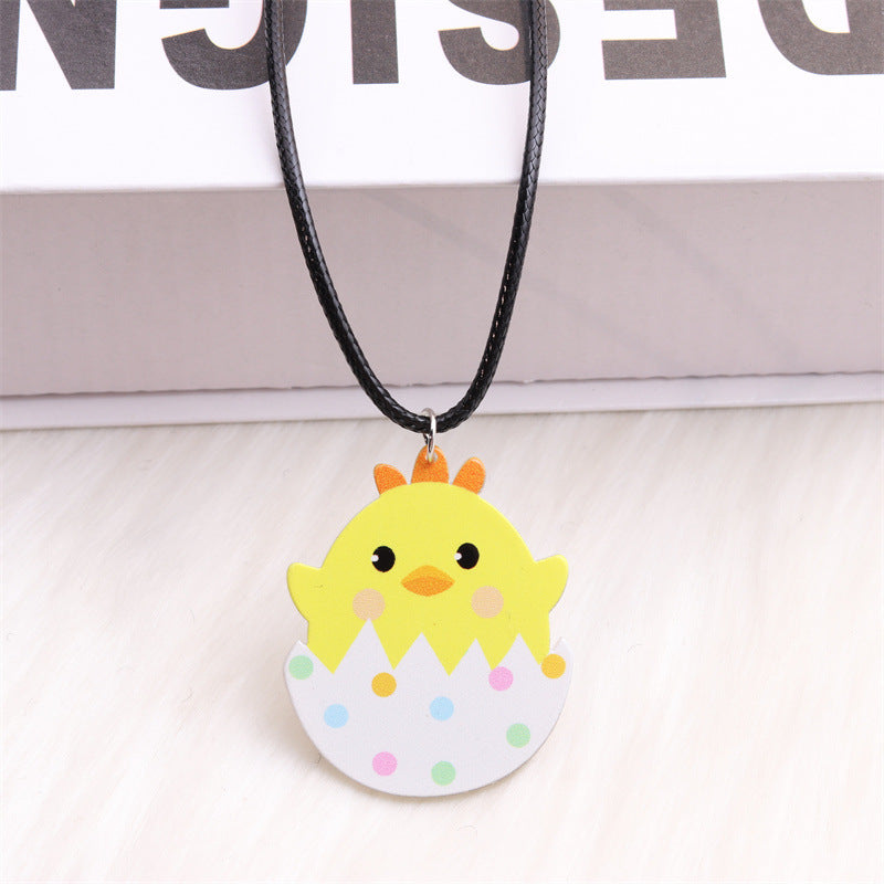 Wholesale Easter White Rabbit Basket Chick Acrylic Necklace